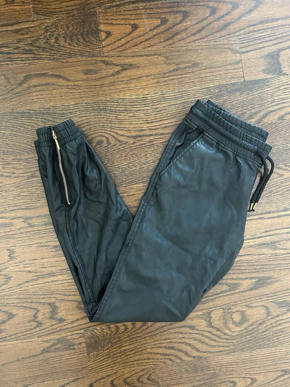 Soho Babe Faux Leather Jogger Pants with Ankle Zippers